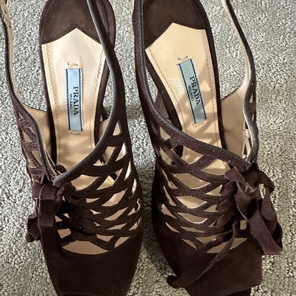 Prada Suede T-Strap Sandals - Picture 4 of 9